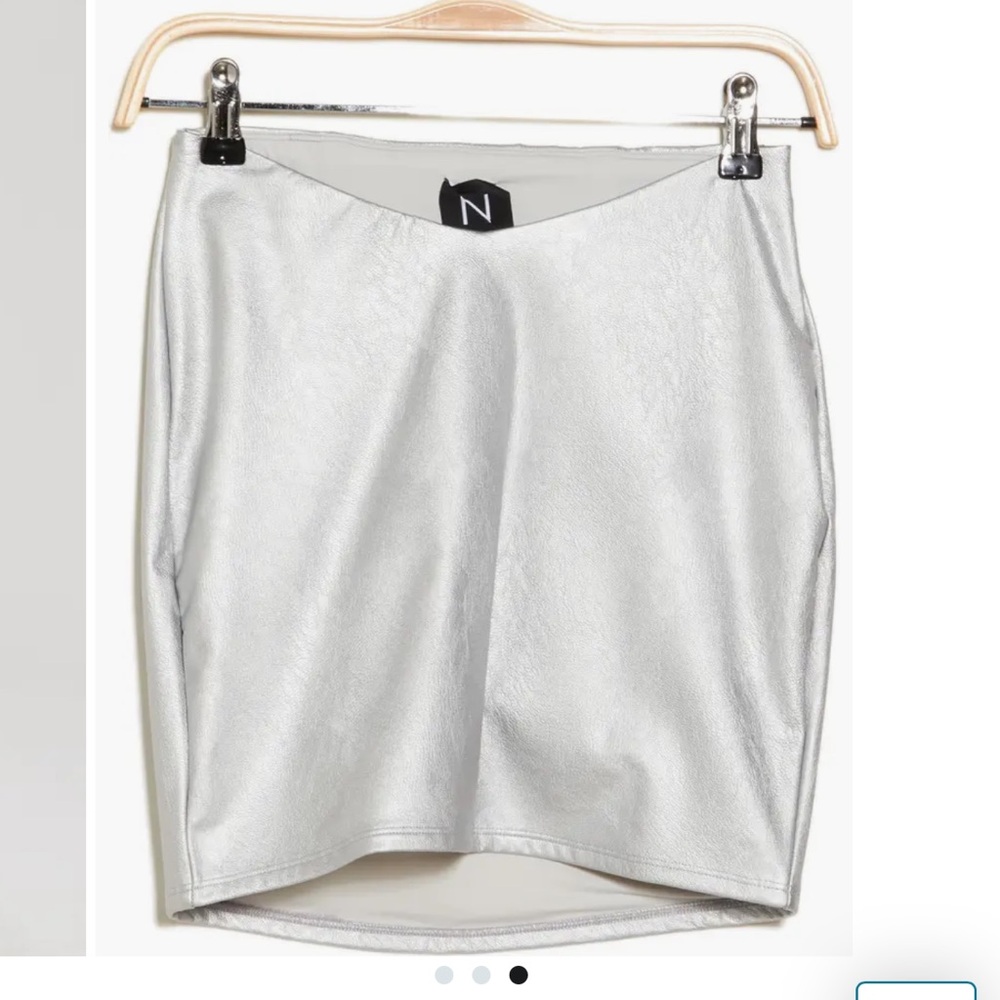 Naked Wardrobe - silver faux Leather Skirt